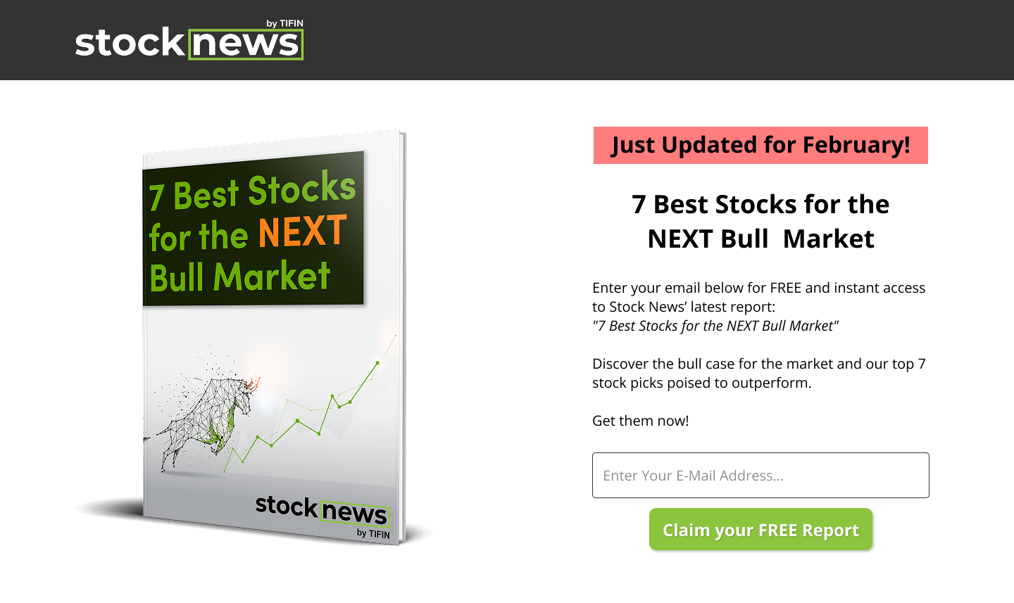 A screenshot of a Stock News Landing page